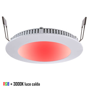 Faretto pannello incasso LED slim 8W 24V DMX luce colorata RGBW 3000K foro 13