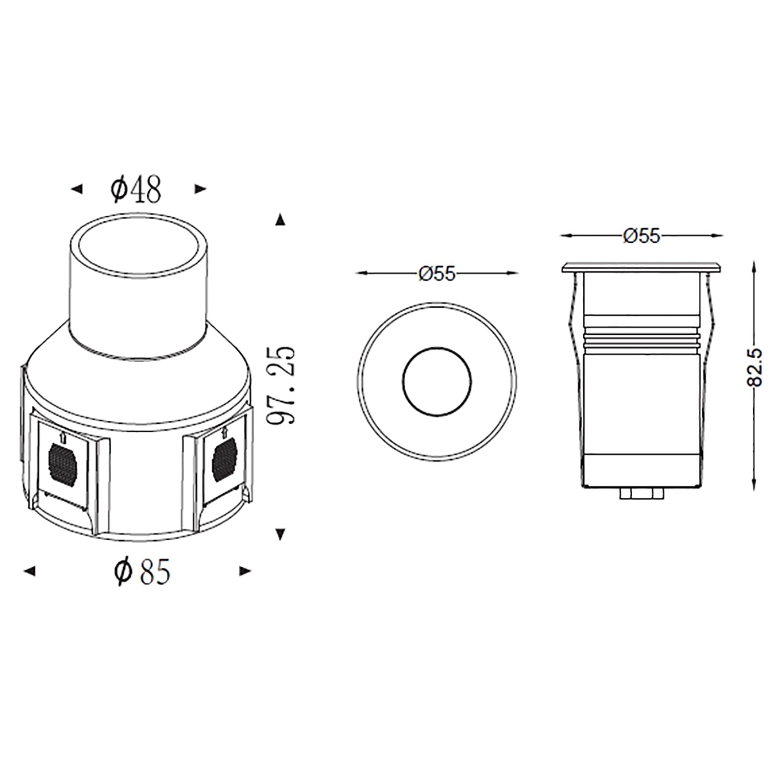 Faretto calpestabile 24V IP67 LED 3W segnapassi luce asimmetrica giardino 3000K