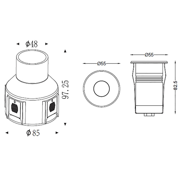 Faretto calpestabile 24V IP67 LED 3W segnapassi luce asimmetrica giardino 3000K