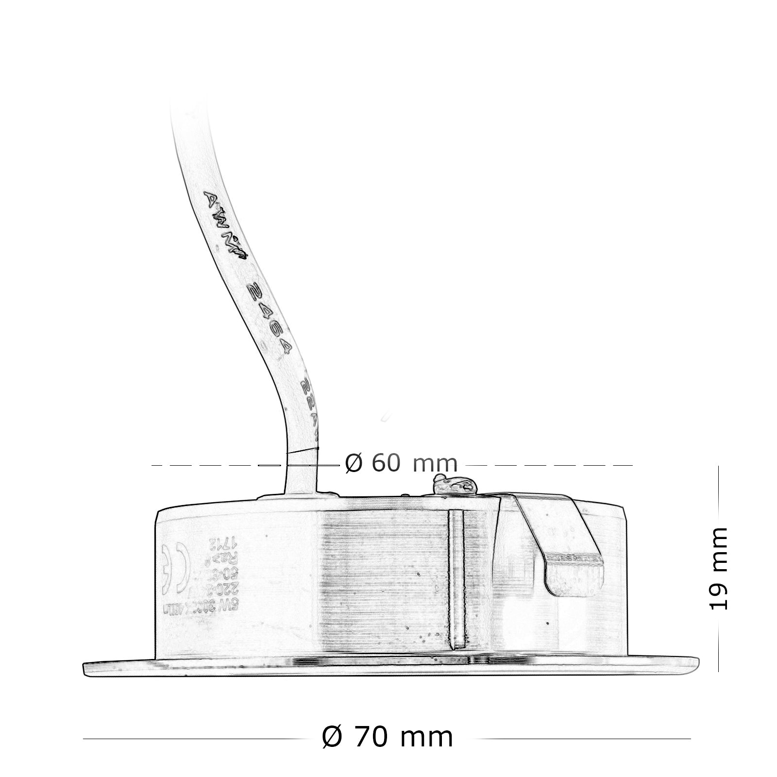 Faretto LED 3W slim incasso foro 60mm opaco luce cappa cucina mensola IP20 220V LUCE FREDDA 6500K