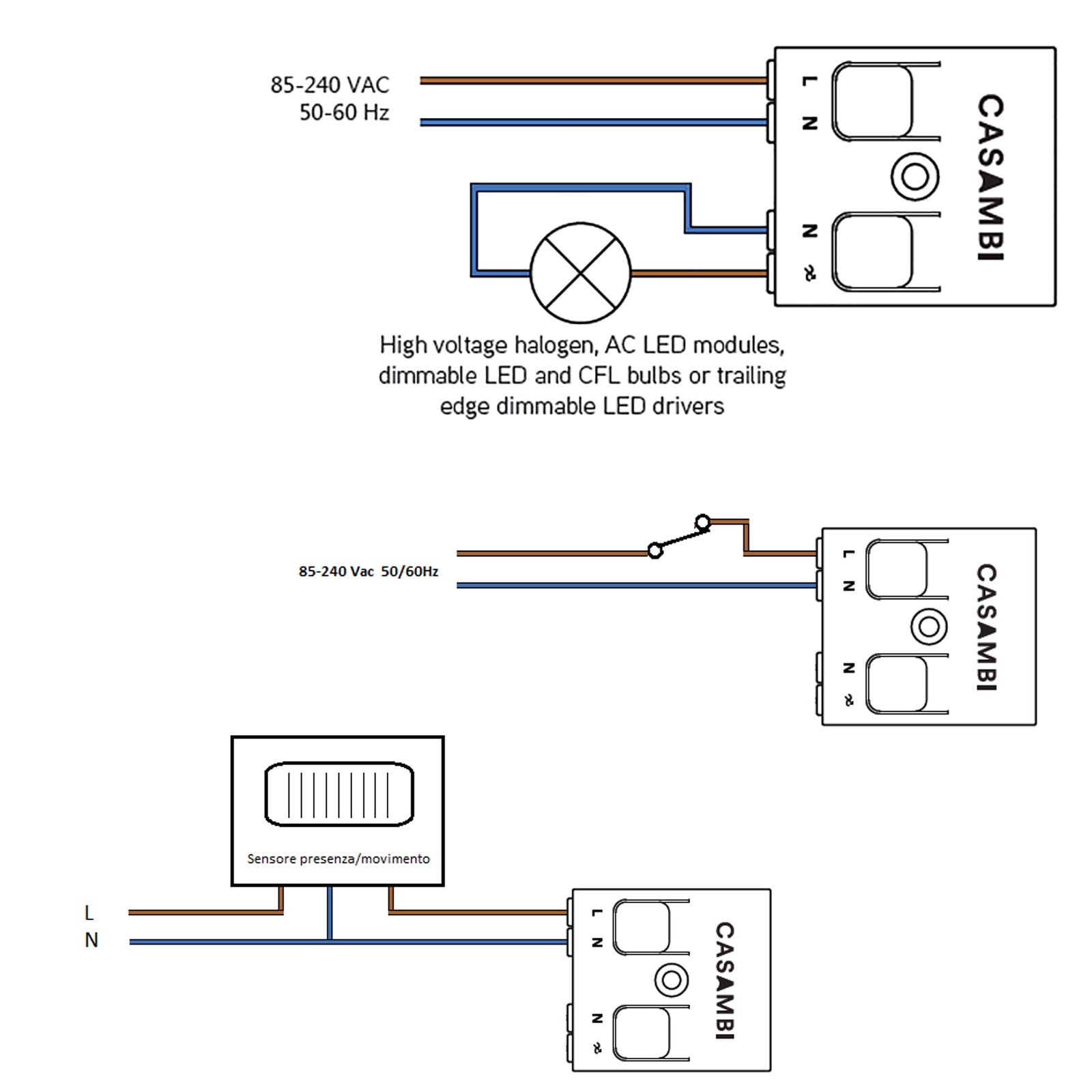 Dimmer CASAMBI CBU TED controller luci LED sezione fase modulo bluetooth 230V