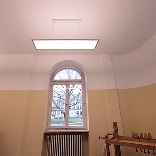 Lampada sospensione DIMMERABILE LED 50W CCT 3000K 4000K lampadario pendente luce ufficio palestra sala conferenze 6000lm 230V NERO