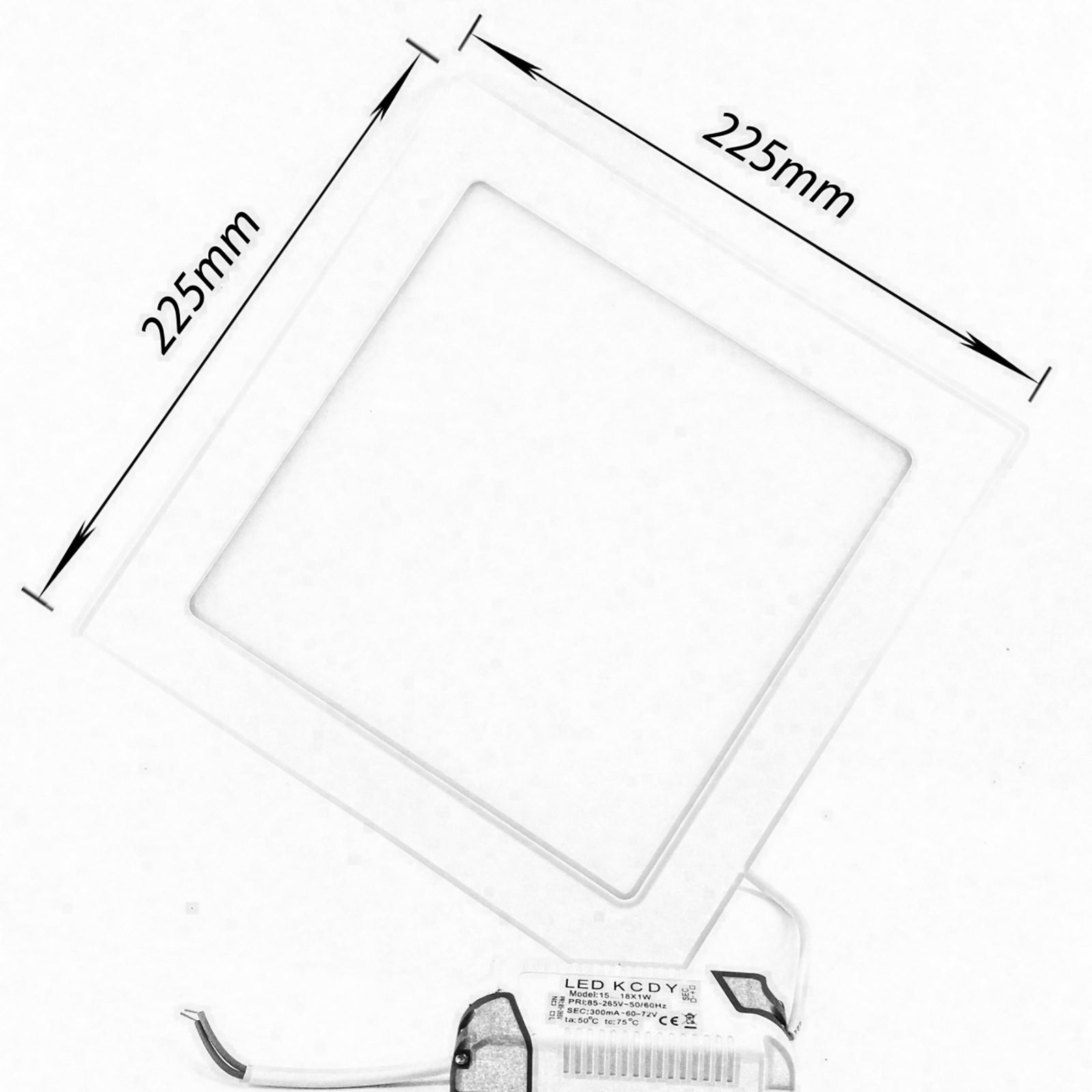 Faretto incasso LED 18W pannello quadrato slim interruttore CCT da 3000K a 6500K luce cucina negozio ufficio foro 20cm