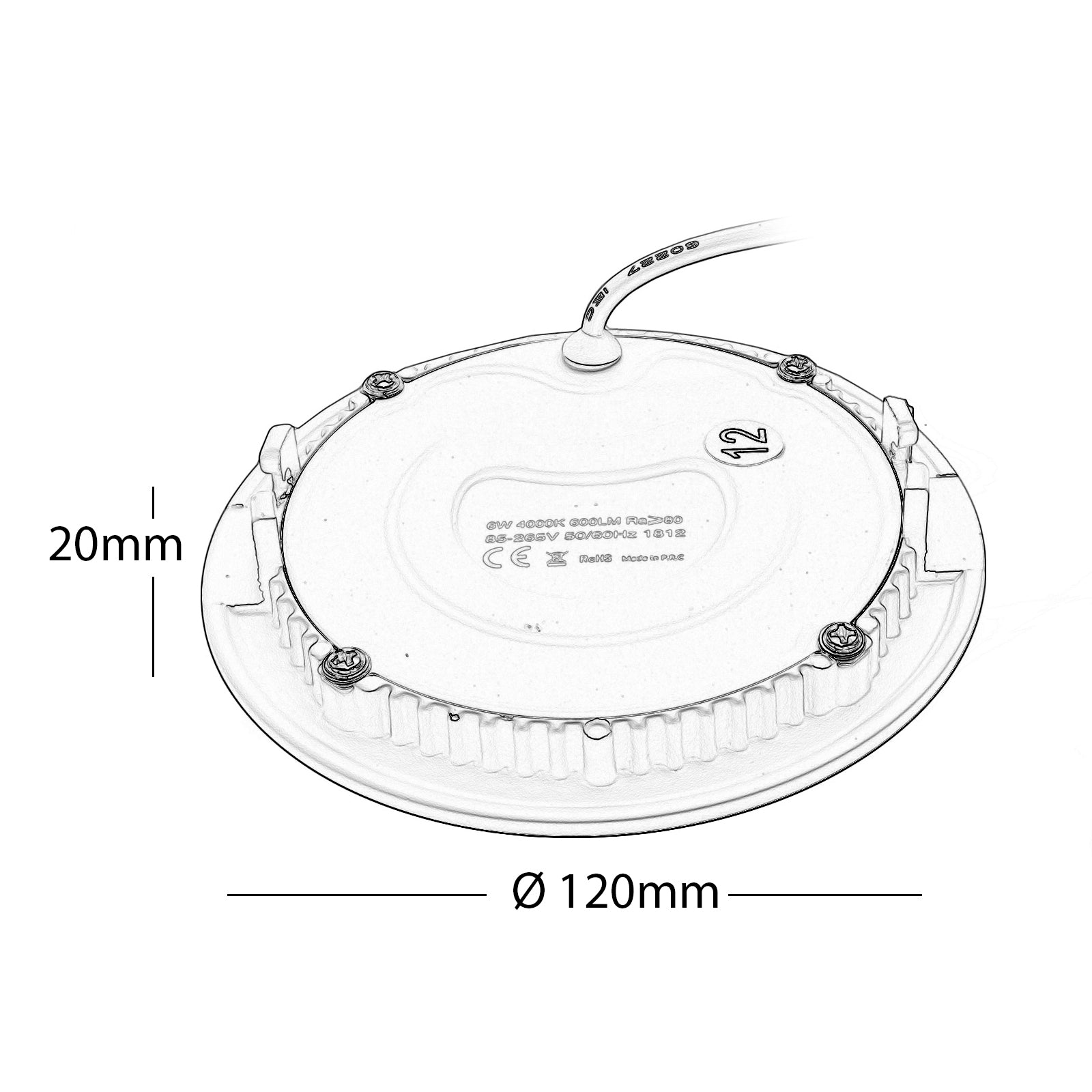 Faretto incasso LED 6W pannello rotondo slim interruttore CCT da 3000K a 6500K luce ingresso ufficio foro 10cm