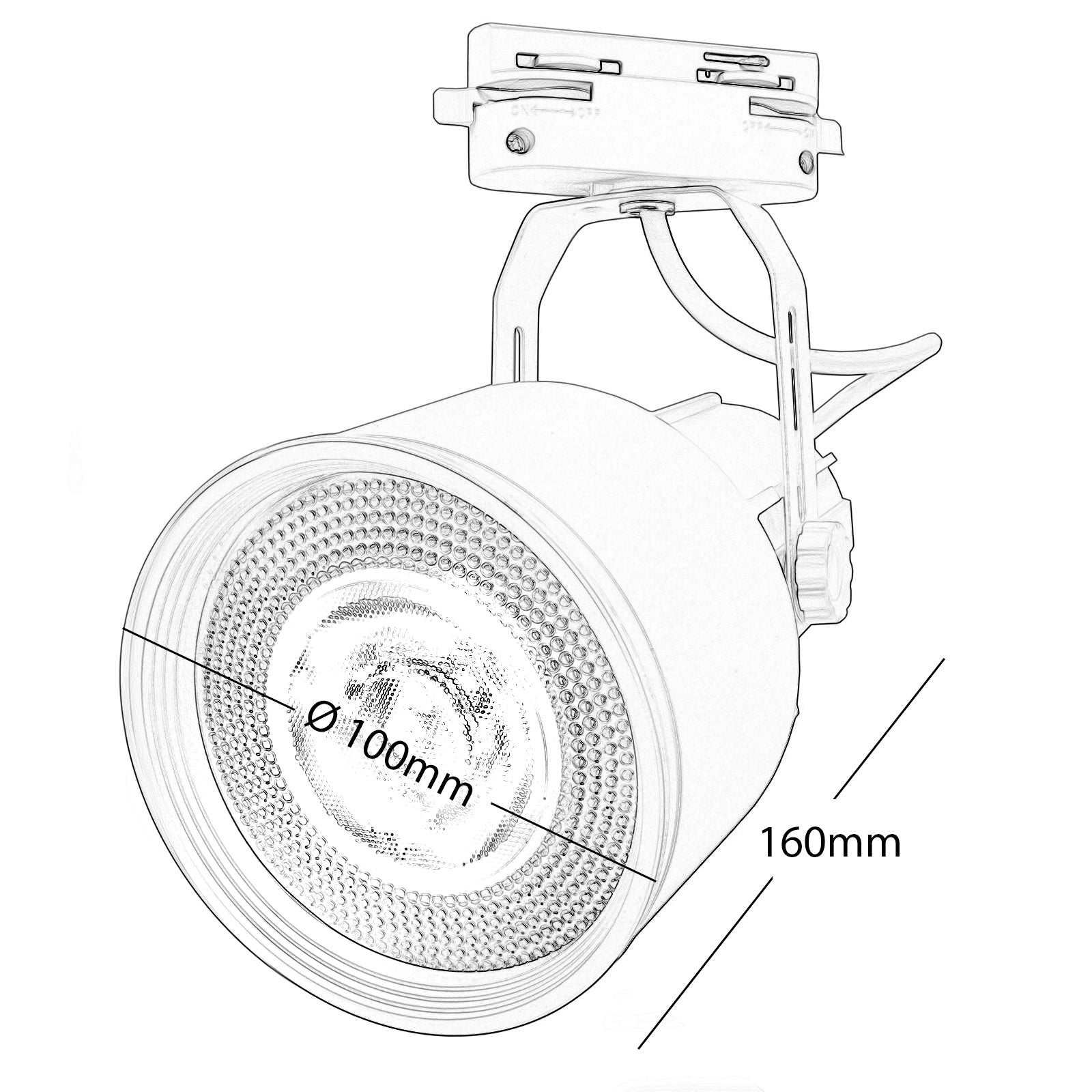 Faretto track binario orientabile lampada LED attacco E27 luce spot negozio ufficio 230V SENZA LAMPADA COLORE BIANCO