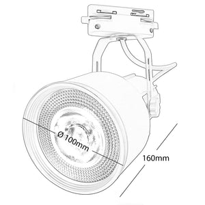 Faretto track binario orientabile lampada LED attacco E27 luce spot negozio ufficio 230V SENZA LAMPADA COLORE BIANCO
