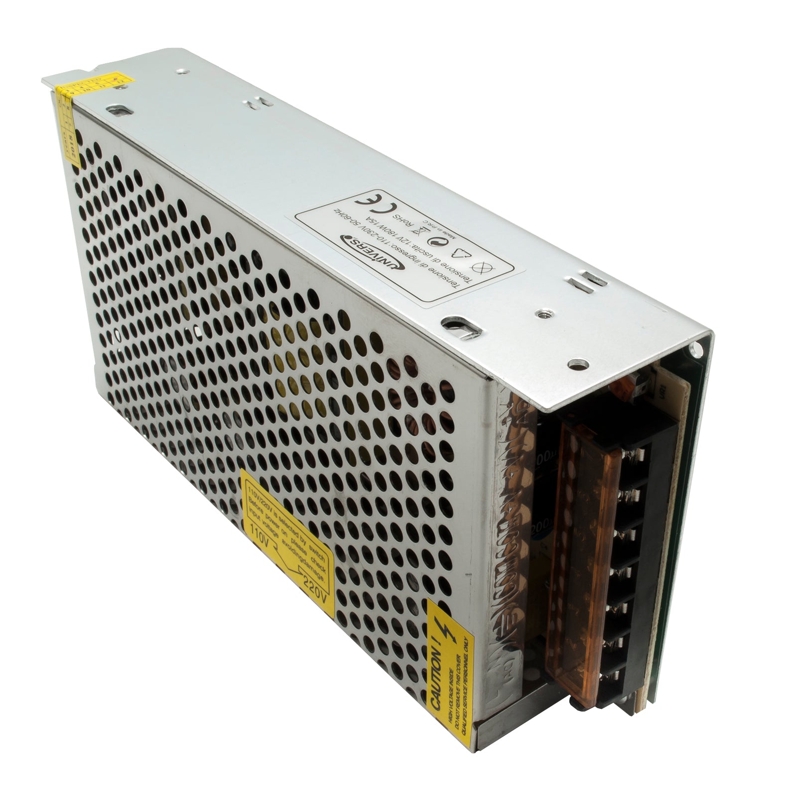 Alimentatore stabilizzato 180W trasformatore 220V per dispositivi 12V 15A IP20 strisce dvr