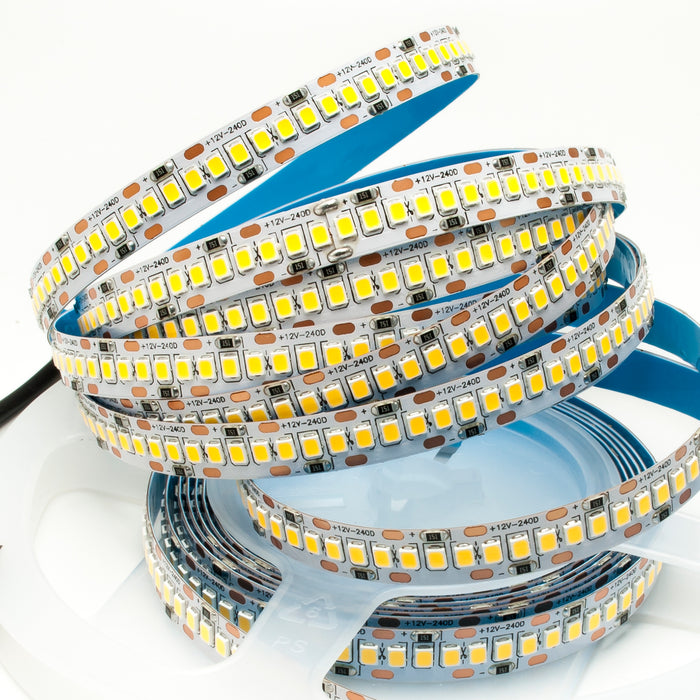 Strip 1200 LED SMD2835 striscia 5Mt alta luminosita dimmerabile DIMMER 90w 12v 240 led/mt 3000K
