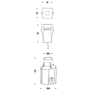EASY SQUARE II faretto incasso calpestabile 24V segnapassi LED 3W SPOT RGB DMX IP67 dimmerabile luce colorata