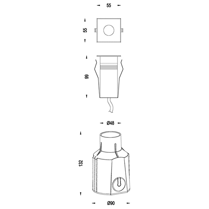 EASY SQUARE II faretto incasso calpestabile 24V segnapassi LED 3W SPOT RGB DMX IP67 dimmerabile luce colorata