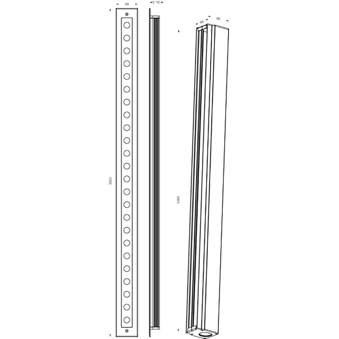 LINE V faretto LED 34W barra lineare 100cm segnapassi IP67 calpestabile CARRABILE luce incasso giardino garage 230V