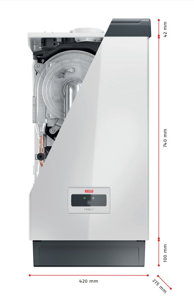 Caldaia a Condensazione Riello FAMILY EXTERNA 25 Metano/Gpl KIS Low NOx Completa di Kit Fumi