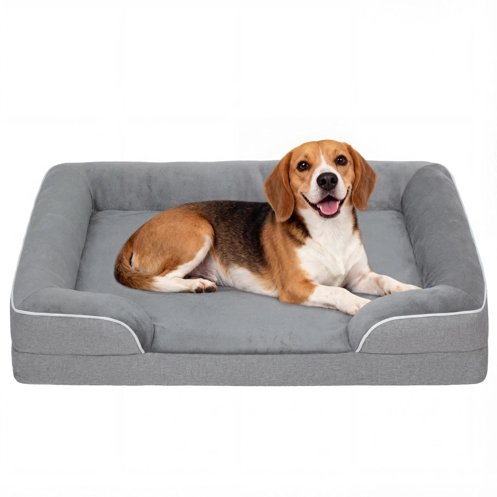 Letto per Cani e Gatti con Fodera Lavabile ¨C Minimal ¨C Grigio 91.5x68.5x16.5 cm