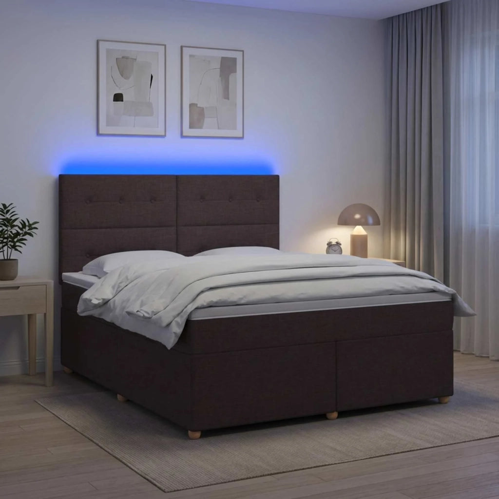 Letto box spring con materasso Marrone Scuro 140 x 200 cm 3455367
