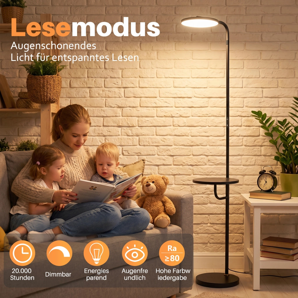 ZMH Lampada da Terra LED 30W 174cm Nera con Telecomando per Soggiorno