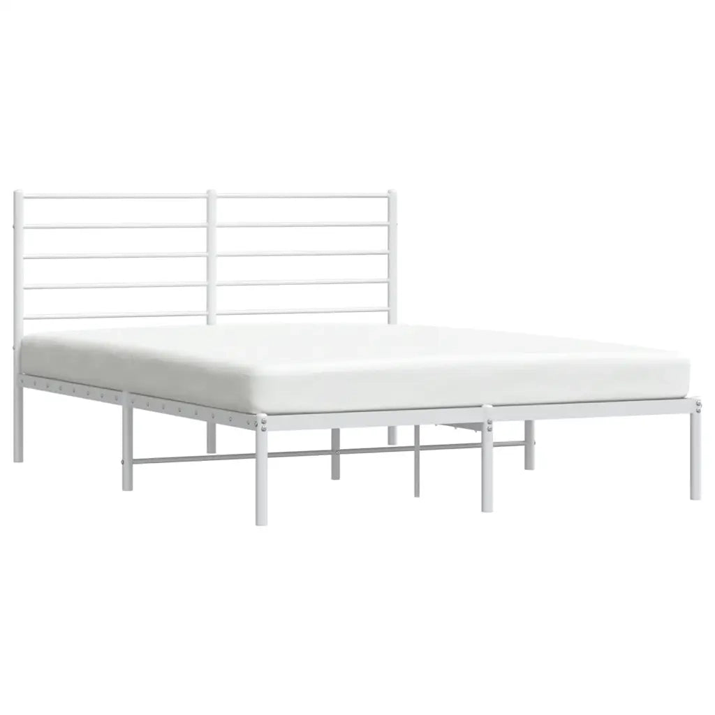 Letto matrimoniale | Letto per adulti | Giroletto con Testiera Metallo Bianco 120x190 cm