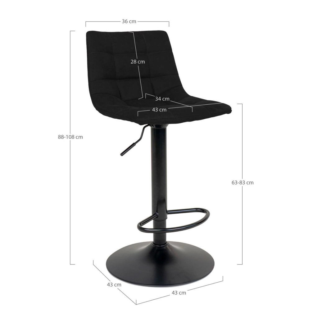 Set di 2 Sgabelli Alti Middelfart, Nero, Velluto, 43x43x108 cm
