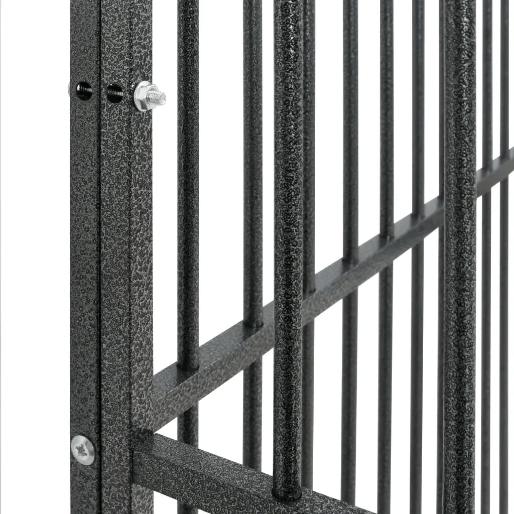 Box per Cani 4 Pannelli Nero Acciaio Zincato CFW6437351