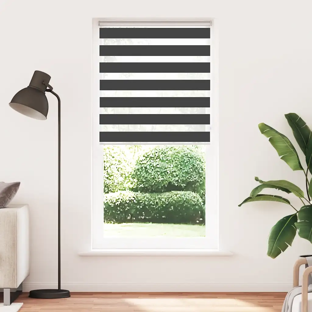 Tenda a rullo | Tenda avvolgibile Zebra Nero Larghezza Tessuto 100,9 cm Poliestere