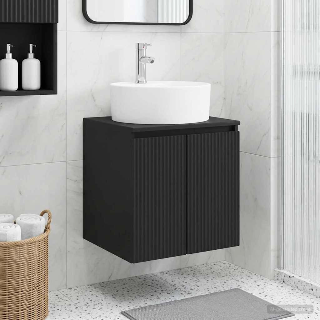 Mobile Lavabo da Parete Nero 49,5 x 44,5 x 65 cm 890433