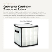 Cassa di archiviazione per palline natalizie - Transparente - Ripiegabile - Con pareti divisorie - Fino a 64 palline - 30 x 30 cm - Supporti di fissaggio rinforzati