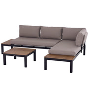 Set divano esterno 3 posti con tavolino ¨C zephmum ¨C grigio, alluminio, 164x74x69 cm