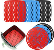 Set di 6 mattoncini di silicone antiscivolo e termoresistente per airfryer (tonde e quadrate).