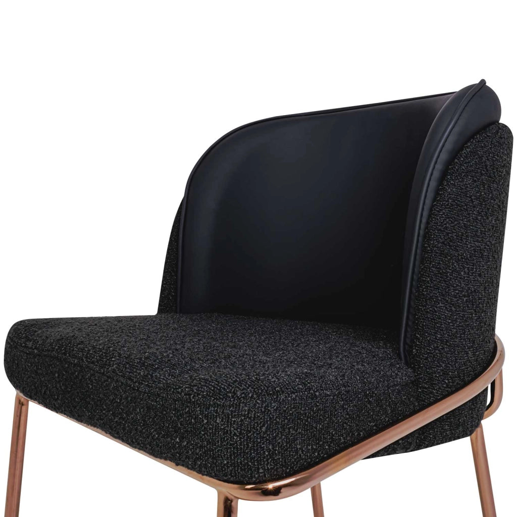 Thun Boucle - Coppia di poltroncine di design in metallo, seduta in tessuto bouclé e schienale in letherette