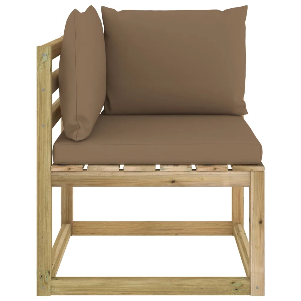 Divani Angolari da Giardino & Cuscini 2pz Pino Impregnato Verde 3065174
