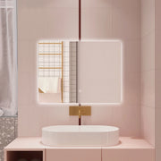AICA Specchio da bagno 80 x 60 cm, antiappannamento, dimmerabile, interruttore touch, Funzione Memoria