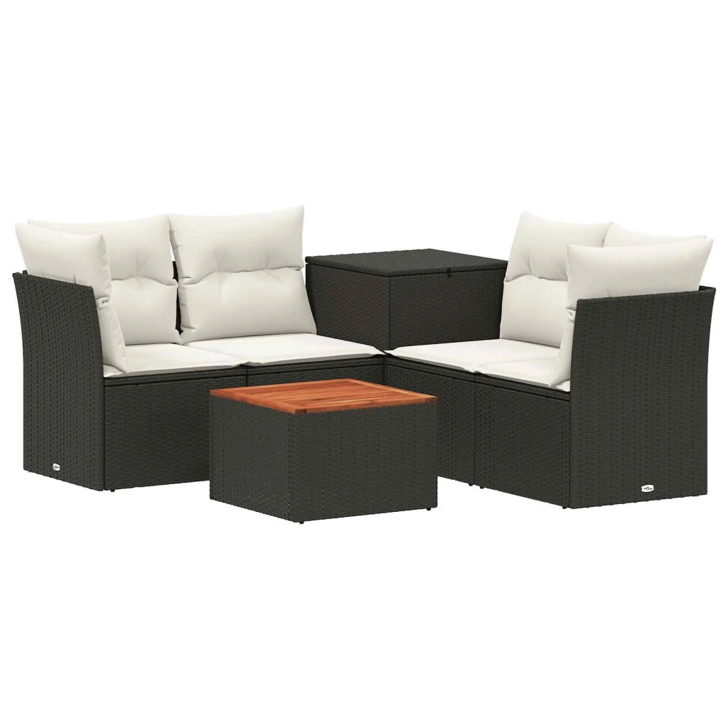 Set di divani 6 pz Nero e Bianco Crema 3447344