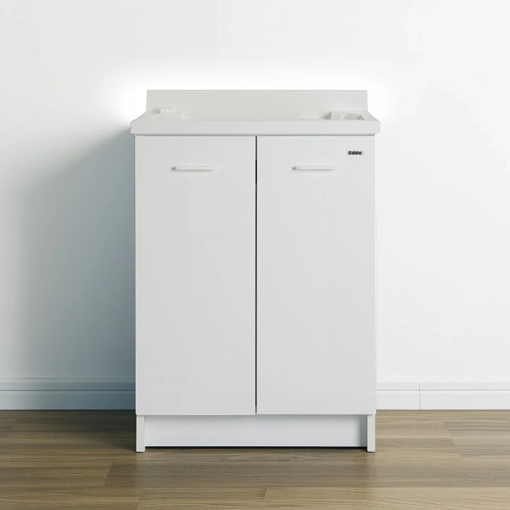 Mobile lavatoio 50x60 cm bianco con vasca in termoplastico e asse in termoplastico | Edilla