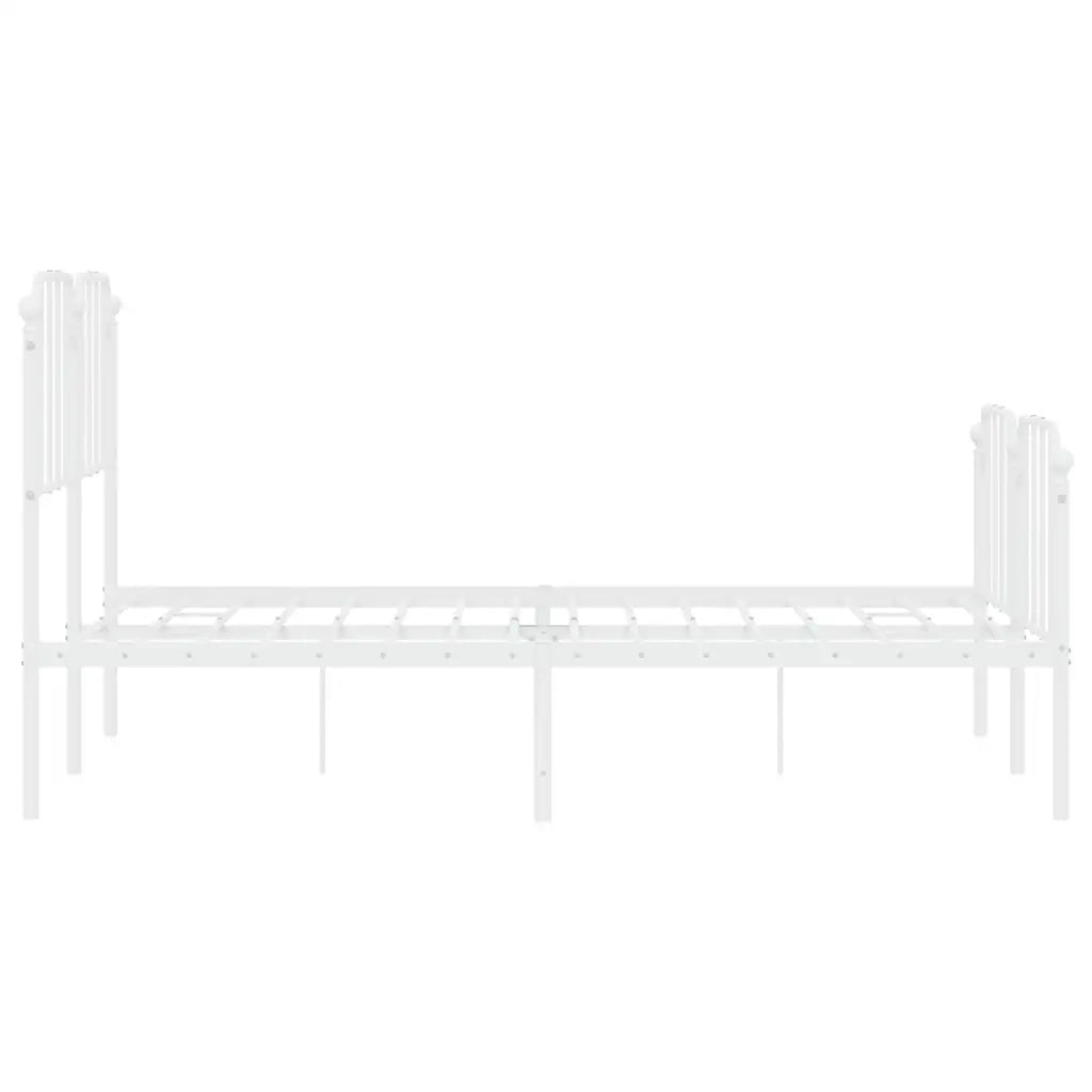 Giroletto con Testiera e Pediera Metallo Bianco 150x200 cm 373956