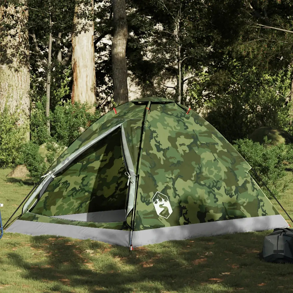 Tenda da Campeggio a Cupola 2 Persone-Tenda per Escursionismo Mimetica Impermeabile 388745