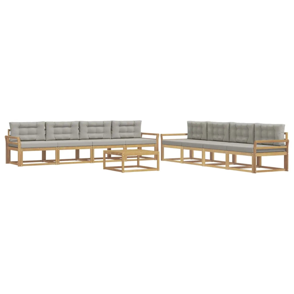 Set di divani da esterno 9 pcs Bianco e Grigio Chiaro 3386235