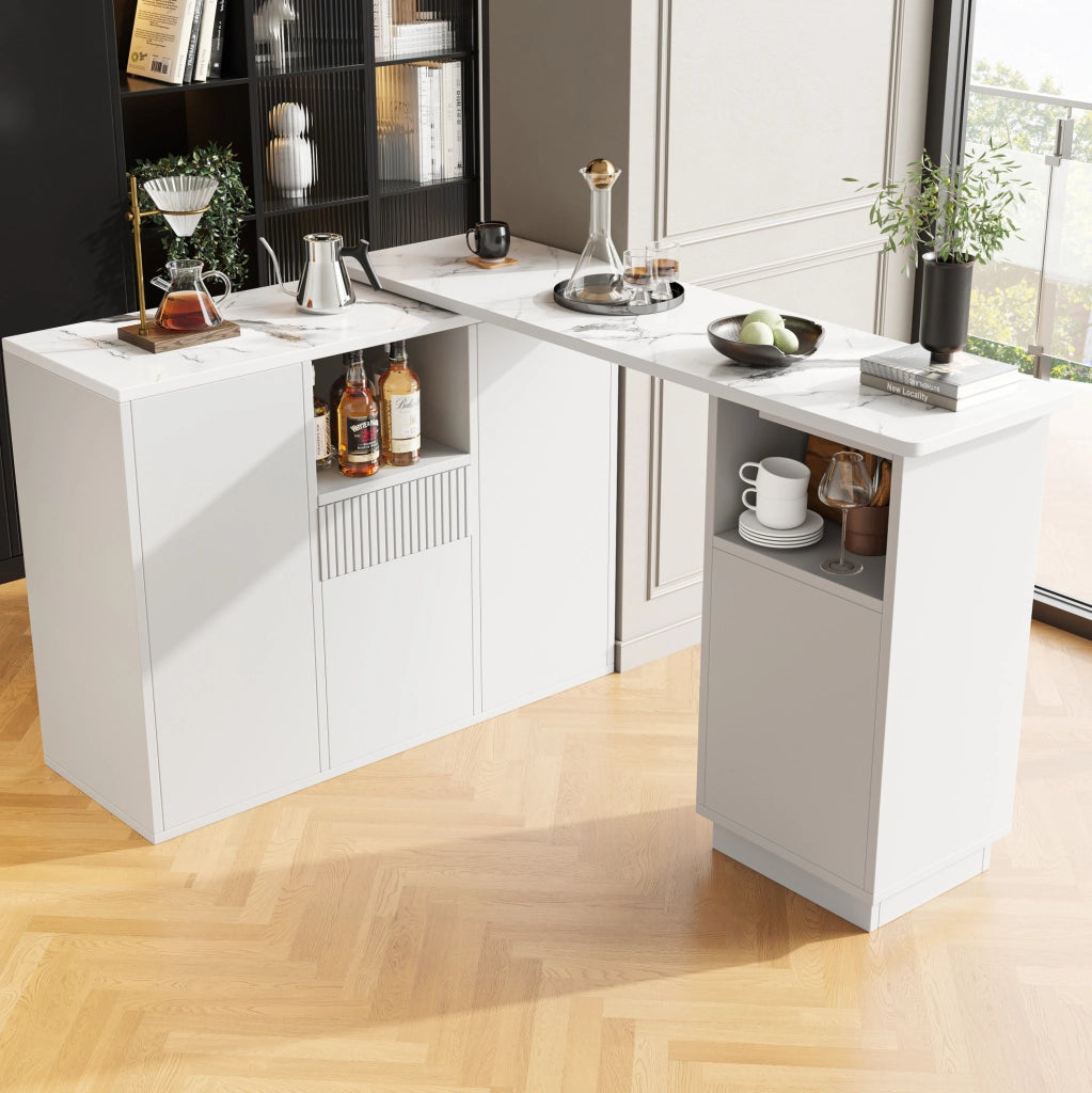 Mobile bar girevole 360° con contenitore, bianco