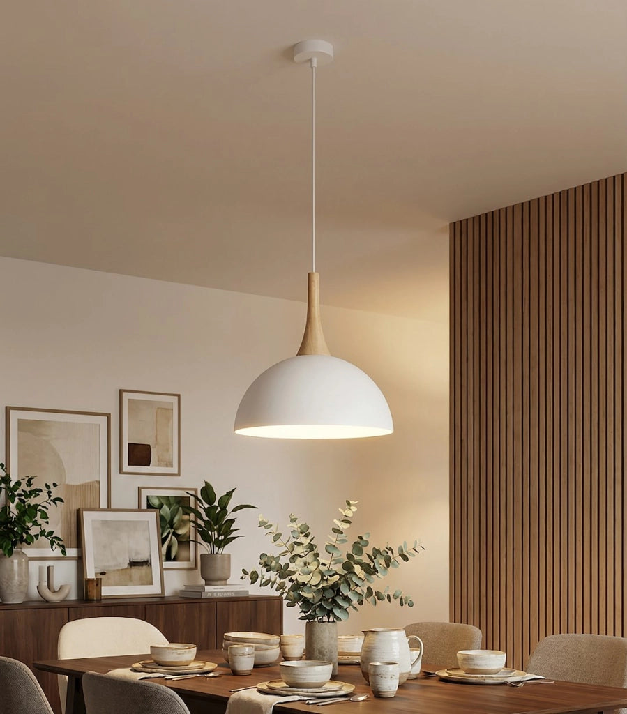 Lampada sospesa NAUTICA bianca legno 1xGX53 Emibig