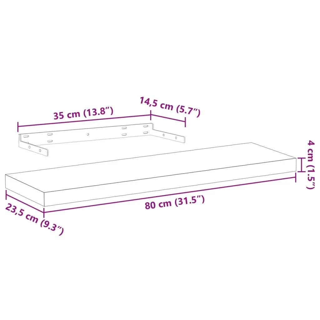 vidaXL Mensola Pensile 80x23,5x4 cm in Truciolato