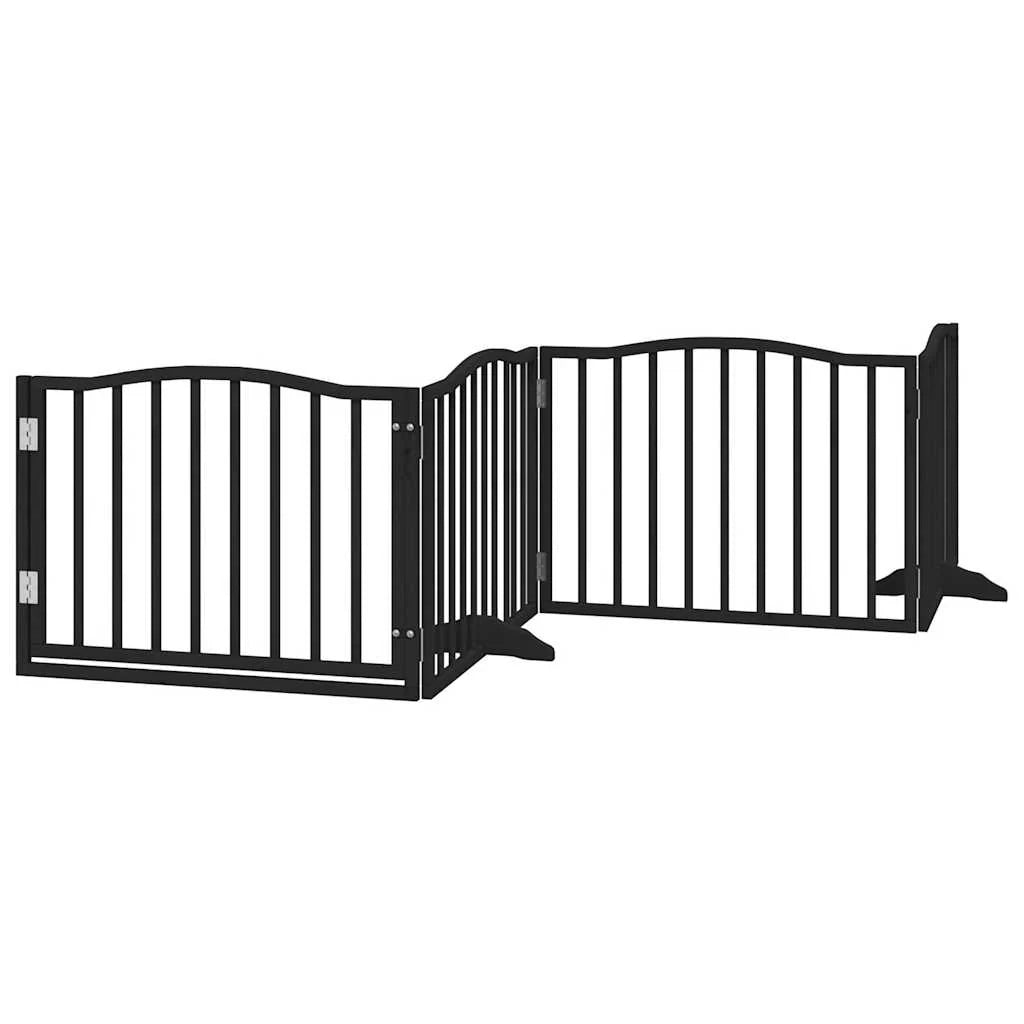 Cancelletto e porta di sicurezza per animali domestici 4 pannelli legno di pioppo nero 02_0023352