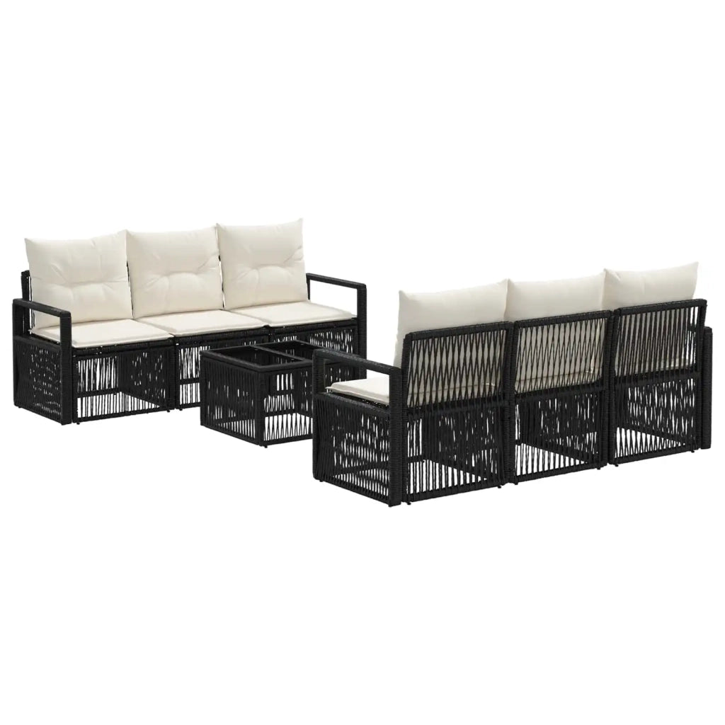 Set Divano da Giardino 7 pz Nero polyrattan 3435643