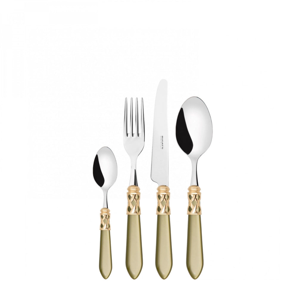 ALADDIN Ghiera Dorata, Posate Set 24 pz, Scatola Legno Wengè,