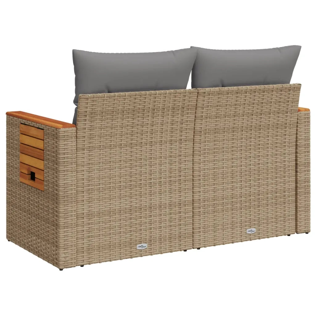 Divano da Giardino con Cuscini a 2 Posti-Sofa da giardino Beige in Polyrattan 172937