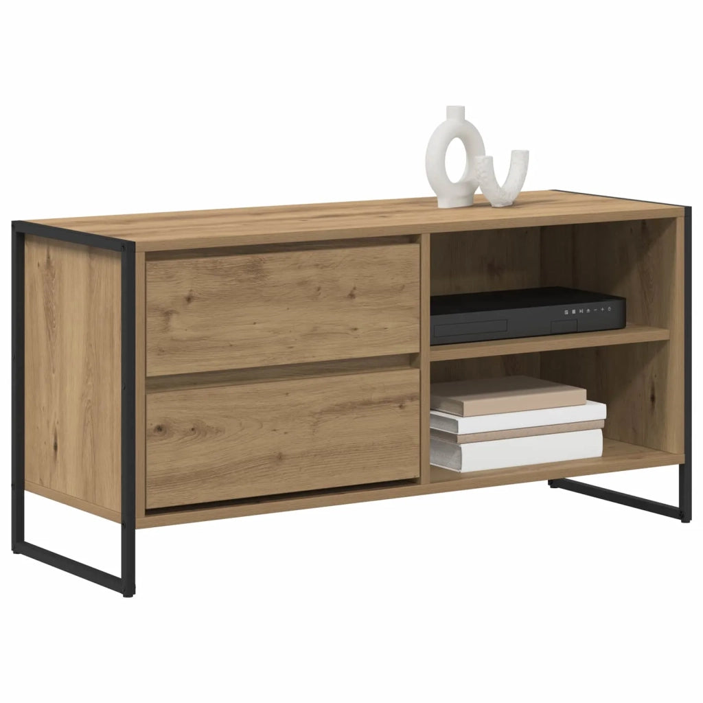 Mobile TV con cassetto-Credenza TV-Console TV Rovere Artigianale 100 x 36 x 49,5 cm 668354