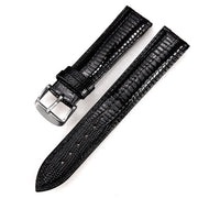 Cinturino in pelle di alta gamma con motivo di lucertola | nero 18 mm
