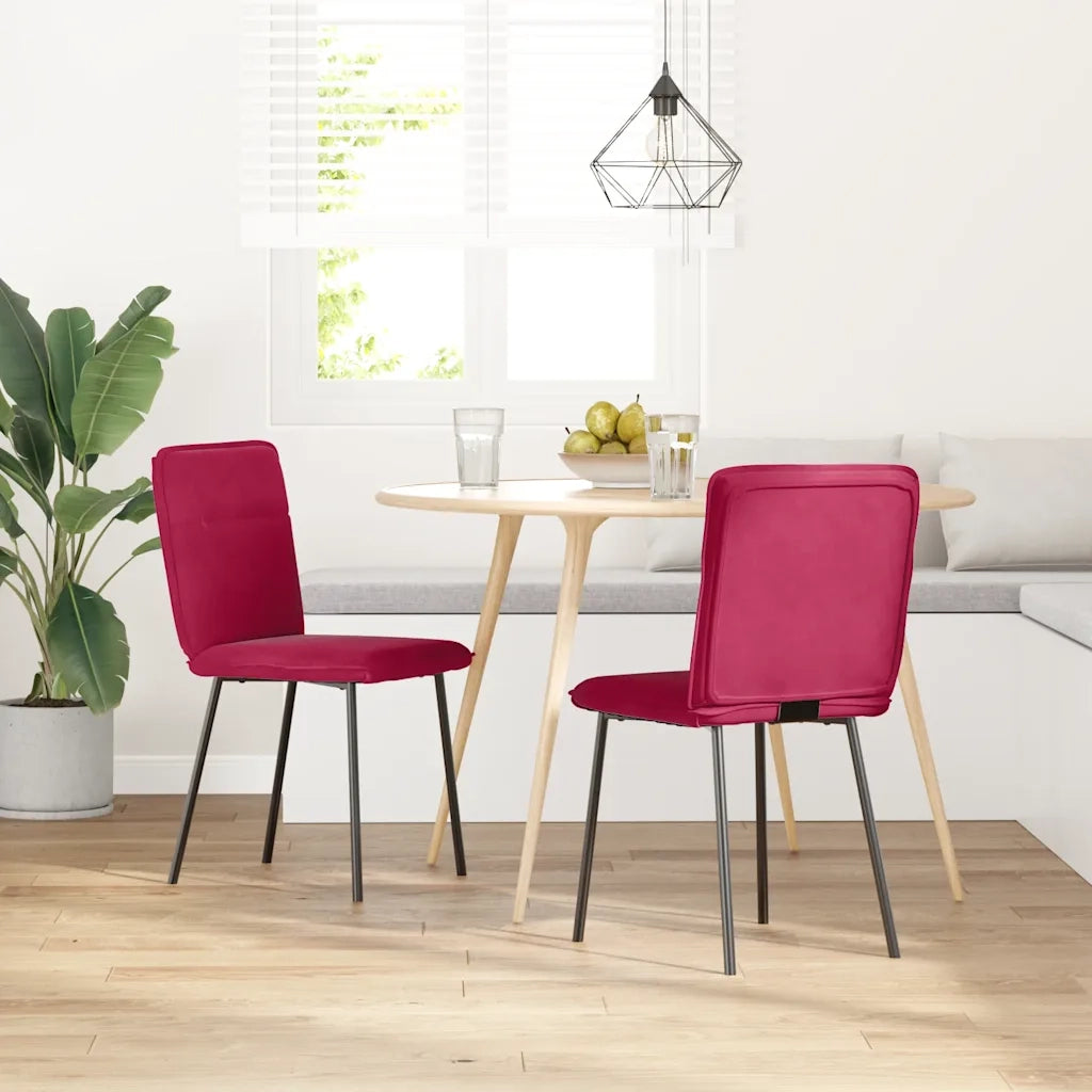 Sedie da Pranzo 2 pz Rosso Vino in Velluto 4101214