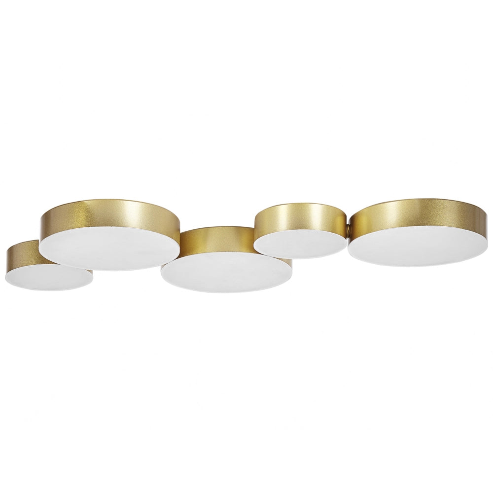 Plafoniera Moderna Illuminazione 5 Luci LED Integrate Metallo Oro