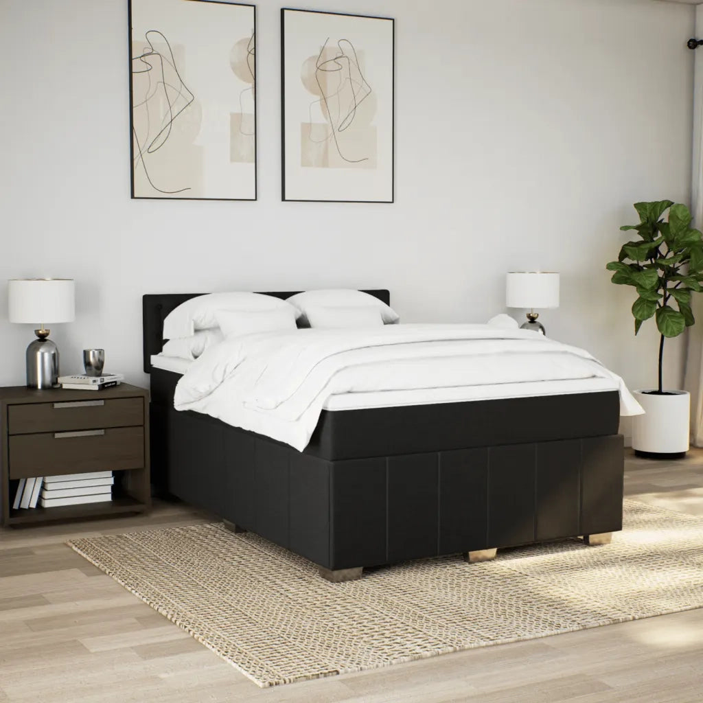 Giroletto a Molle con Materasso Nero 140x190 cm in Tessuto