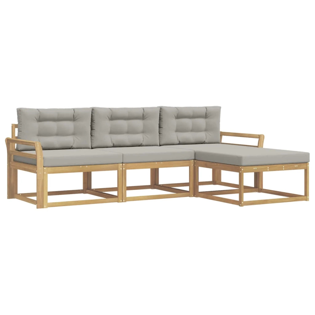 Set di divani da esterno 4 pcs Bianco e Grigio Chiaro