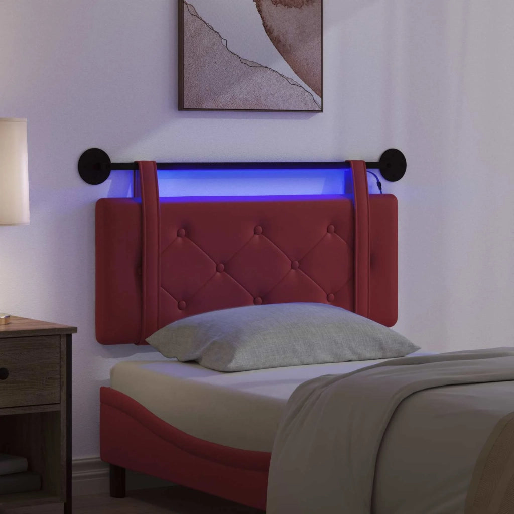 Testiera | Testata sospesa Con luce LED Rosso Vino Similpelle