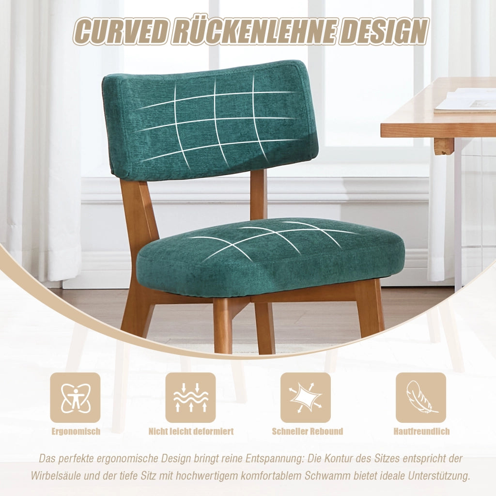 Sedia da pranzo imbottita ergonomica con schienale e gambe in legno facile da pulire per casa e ufficio verde